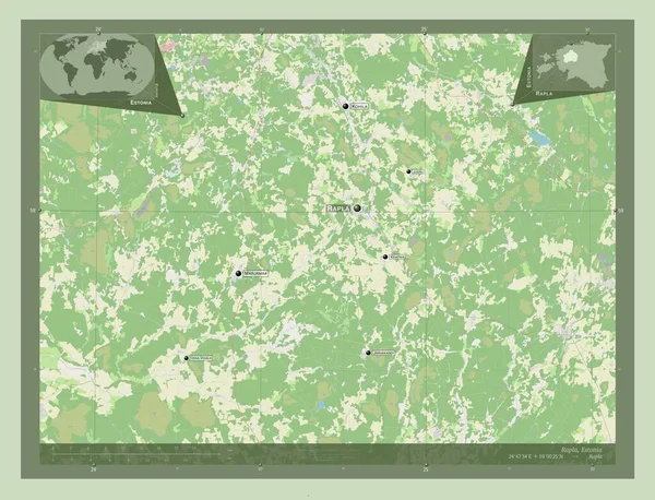 Rapla Contea Estonia Mappa Stradale Aperta Località Nomi Delle Principali — Foto Stock