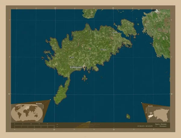 Saare Condado Estonia Mapa Satelital Baja Resolución Ubicaciones Nombres Las —  Fotos de Stock