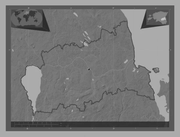 Tartu Kreis Estland Karte Mit Seen Und Flüssen Auf Zwei — Stockfoto