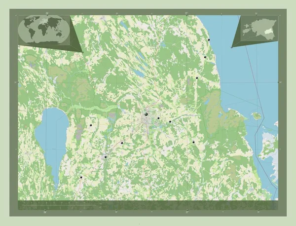 Tartu Condado Estónia Abrir Mapa Rua Locais Das Principais Cidades — Fotografia de Stock