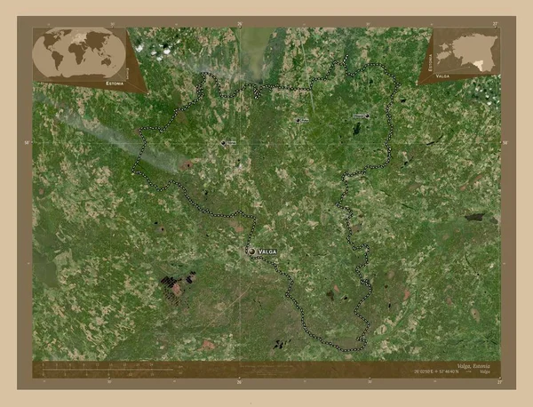 Valga Condado Estónia Mapa Satélite Baixa Resolução Locais Nomes Das — Fotografia de Stock