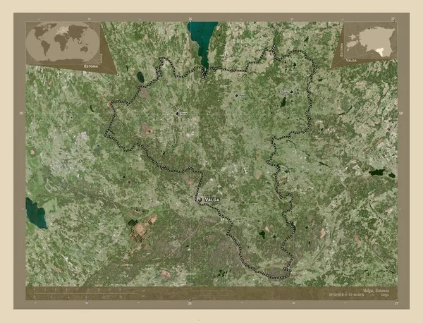 Валга Округ Естонії Супутникова Карта Високої Роздільної Здатності Місця Розташування — стокове фото