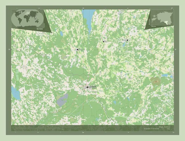 Valga Condado Estónia Abrir Mapa Rua Locais Nomes Das Principais — Fotografia de Stock