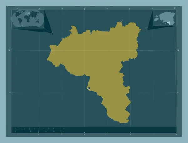 Valga Condado Estónia Forma Cor Sólida Mapa Localização Auxiliar Canto — Fotografia de Stock