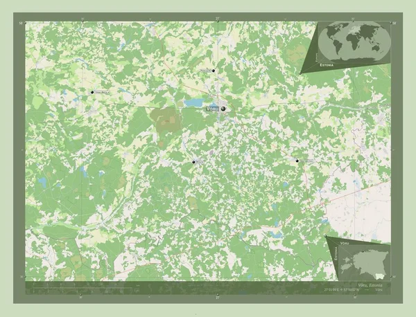 Voru Észtország Nyílt Utcai Térkép Régió Nagyvárosainak Elhelyezkedése Neve Saroktérképek — Stock Fotó