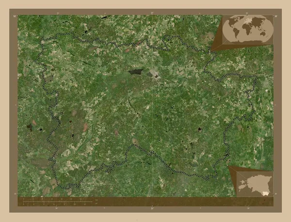 Voru Okręg Estonii Niska Rozdzielczość Satelity Pomocnicze Mapy Położenia Narożnika — Zdjęcie stockowe