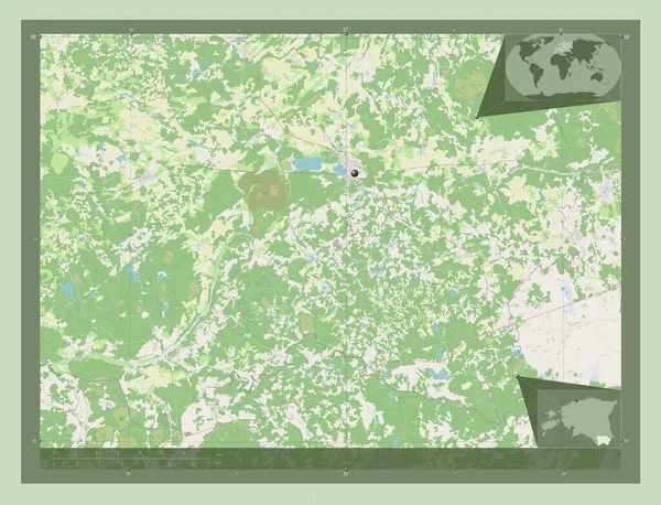 Voru 爱沙尼亚县 开放街道地图 角辅助位置图 — 图库照片