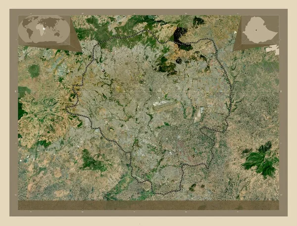 Αντίς Αμπέμπα Πόλη Της Αιθιοπίας Υψηλής Ανάλυσης Δορυφορικός Χάρτης Γωνιακοί — Φωτογραφία Αρχείου