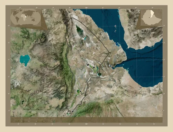 Distancia Estado Etiopía Mapa Satelital Alta Resolución Ubicaciones Las Principales — Foto de Stock