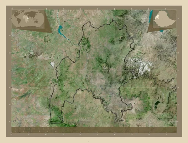 Benshangul Gumaz State Ethiopia Low Resolution Satellite Map Corner Auxiliary — Stock Photo, Image