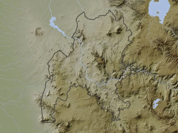 Benshangul Gumaz Stan Etiopia Mapa Wzniesień Kolorowa Stylu Wiki Jeziorami — Zdjęcie stockowe