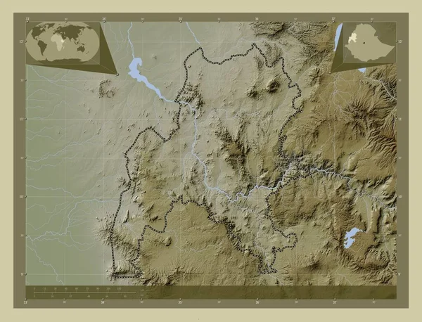 Benshangul Gumaz Stát Etiopie Zdvihová Mapa Zbarvená Stylu Wiki Jezery — Stock fotografie