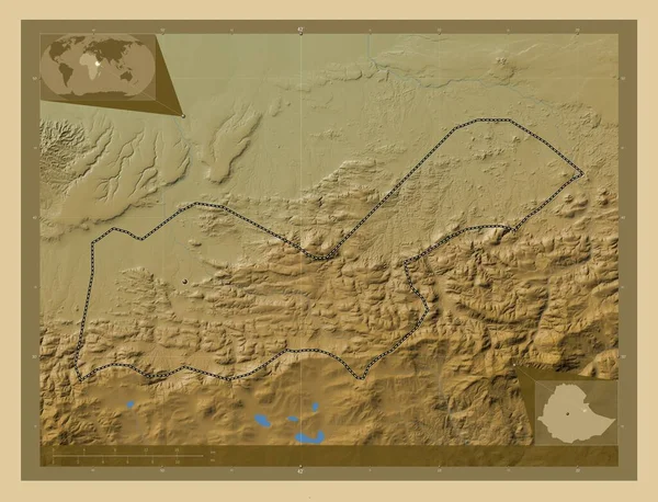 Dire Dawa Città Dell Etiopia Mappa Elevazione Colorata Con Laghi — Foto Stock