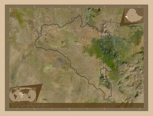 Народи Гамбели Ефіопія Супутникова Карта Низькою Роздільною Здатністю Розташування Великих — стокове фото