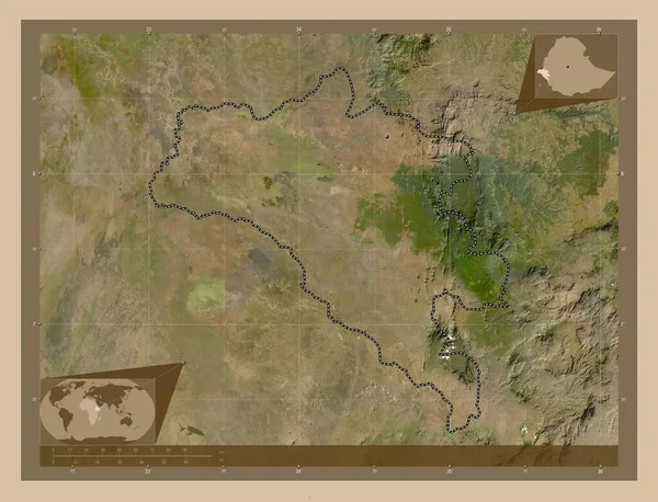 Gambela Peoples Estado Etiópia Mapa Satélite Baixa Resolução Mapa Localização — Fotografia de Stock