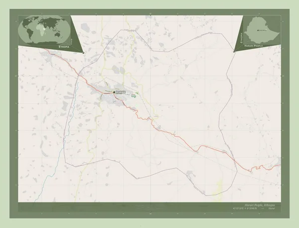 Harari People Staat Ethiopië Open Plattegrond Locaties Namen Van Grote — Stockfoto