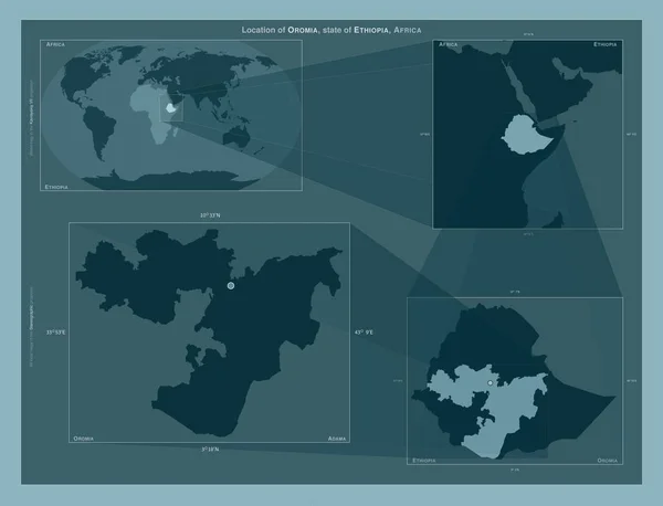 Oromia Estado Etiópia Diagrama Mostrando Localização Região Mapas Maior Escala — Fotografia de Stock