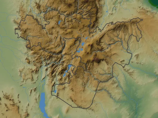 Oromia Stan Etiopia Kolorowa Mapa Wzniesień Jeziorami Rzekami — Zdjęcie stockowe