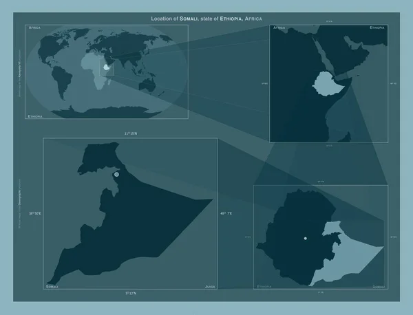 Somalí Estado Etiopía Diagrama Que Muestra Ubicación Región Mapas Gran —  Fotos de Stock