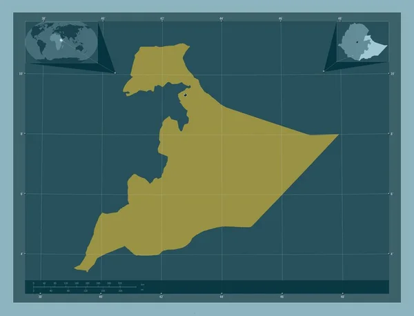 索马里 埃塞俄比亚国 固体的颜色形状 角辅助位置图 — 图库照片