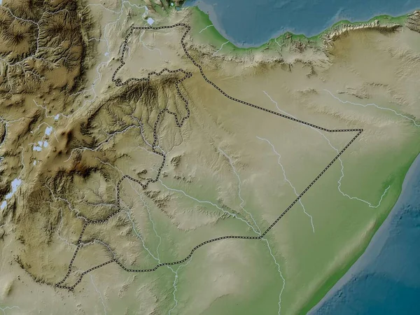 Somali Estado Etiópia Mapa Elevação Colorido Estilo Wiki Com Lagos — Fotografia de Stock