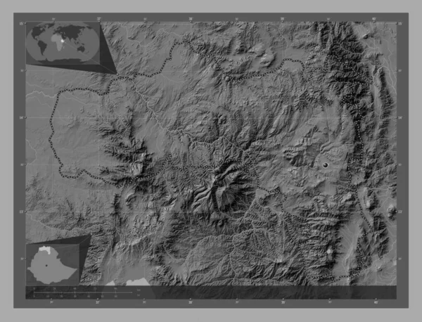 Tigray Estado Etiopía Mapa Elevación Bilevel Con Lagos Ríos Mapas — Foto de Stock