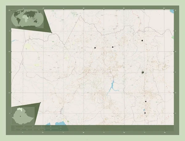 Tigray Bundesstaat Äthiopien Open Street Map Standorte Der Wichtigsten Städte — Stockfoto