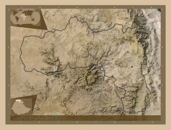 Tigray Stát Etiopie Satelitní Mapa Nízkým Rozlišením Umístění Velkých Měst — Stock fotografie