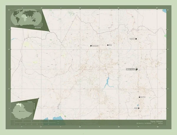 Tigray Estado Etiopía Open Street Map Ubicaciones Nombres Las Principales —  Fotos de Stock