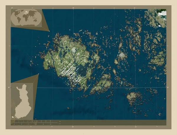 Aland Region Finska Satelitní Mapa Vysokým Rozlišením Pomocné Mapy Polohy — Stock fotografie