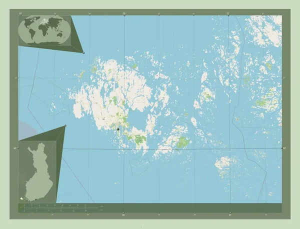 Aland Region Finska Otevřít Mapu Ulice Umístění Velkých Měst Regionu — Stock fotografie