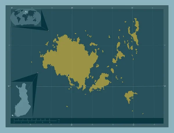 Aland Região Finlândia Forma Cor Sólida Mapa Localização Auxiliar Canto — Fotografia de Stock