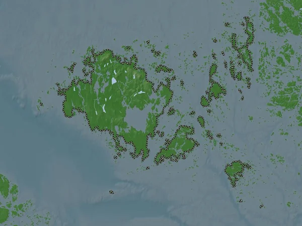 Аланд Регион Финляндии Карта Высот Окрашенная Вики Стиле Озерами Реками — стоковое фото