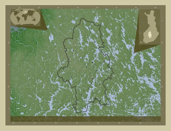 Střední Finsko Region Finska Zdvihová Mapa Zbarvená Stylu Wiki Jezery — Stock fotografie