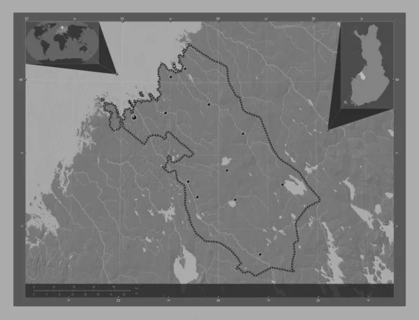 Ostrobothnia Central Región Finlandia Mapa Elevación Bilevel Con Lagos Ríos — Foto de Stock