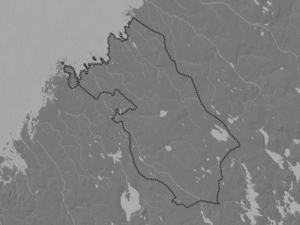 Ostrobothnia Środkowa Region Finlandii Dwupoziomowa Mapa Wysokości Jeziorami Rzekami — Zdjęcie stockowe