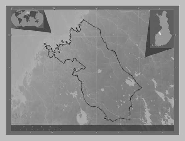 Центральная Руботния Регион Финляндии Карта Высот Оттенках Серого Озерами Реками — стоковое фото