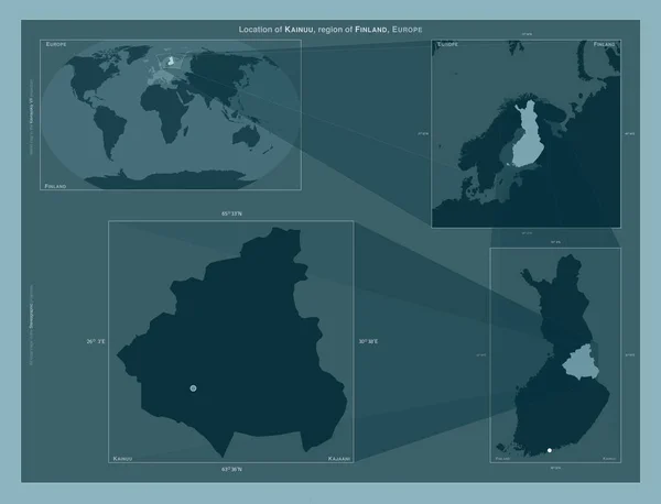 Kainuu Región Finlandia Diagrama Que Muestra Ubicación Región Mapas Gran —  Fotos de Stock