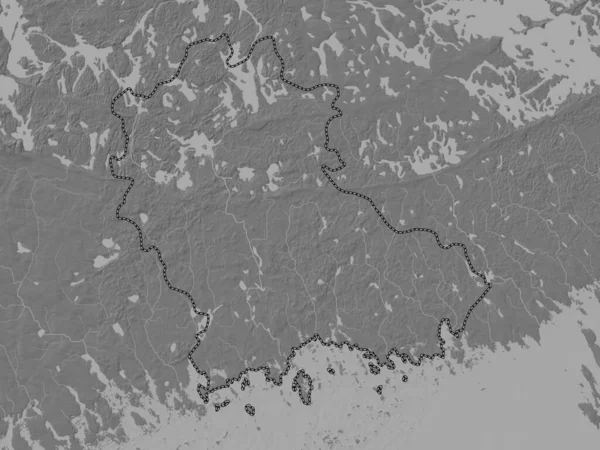 Kymenlaakso Región Finlandia Mapa Elevación Bilevel Con Lagos Ríos —  Fotos de Stock