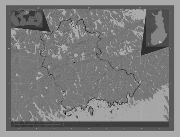 Kymenlaakso Región Finlandia Mapa Elevación Bilevel Con Lagos Ríos Mapas — Foto de Stock