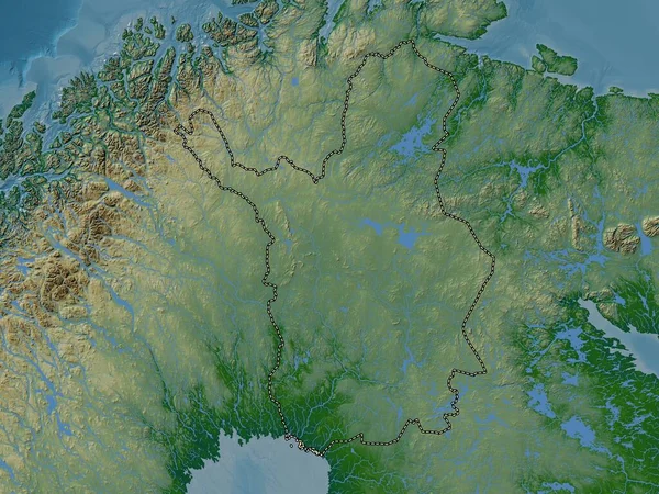 Лапландія Регіон Фінляндії Кольорові Карти Висот Озерами Річками — стокове фото