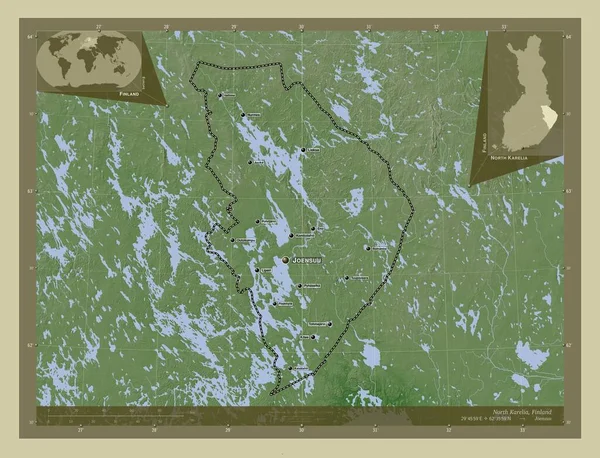 Carelia Settentrionale Regione Della Finlandia Mappa Elevazione Colorata Stile Wiki — Foto Stock