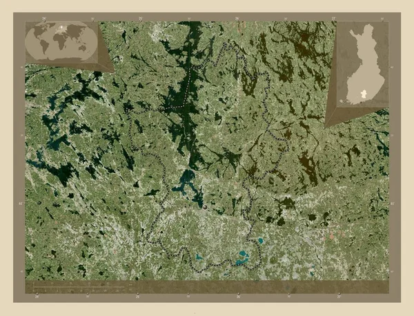 Paijanne Tavastia Région Finlande Carte Satellite Haute Résolution Corner Cartes — Photo