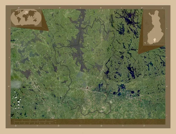 Paijanne Tavastia Regionen Finland Lågupplöst Satellitkarta Hjälpkartor För Hörnen — Stockfoto