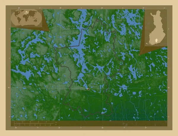 Пайянне Тавастиа Регион Финляндии Цветная Карта Высоты Озерами Реками Вспомогательные — стоковое фото