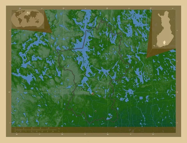 Пайянне Тавастиа Регион Финляндии Цветная Карта Высоты Озерами Реками Места — стоковое фото