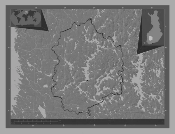 Pirkanmaa Región Finlandia Mapa Elevación Bilevel Con Lagos Ríos Mapas — Foto de Stock