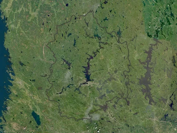 Pirkanmaa Región Finlandia Mapa Satelital Baja Resolución — Foto de Stock