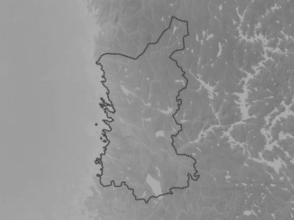 Satakunta Região Finlândia Mapa Elevação Escala Cinza Com Lagos Rios — Fotografia de Stock