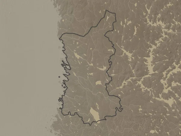 Satakunta Región Finlandia Mapa Elevación Coloreado Tonos Sepia Con Lagos —  Fotos de Stock